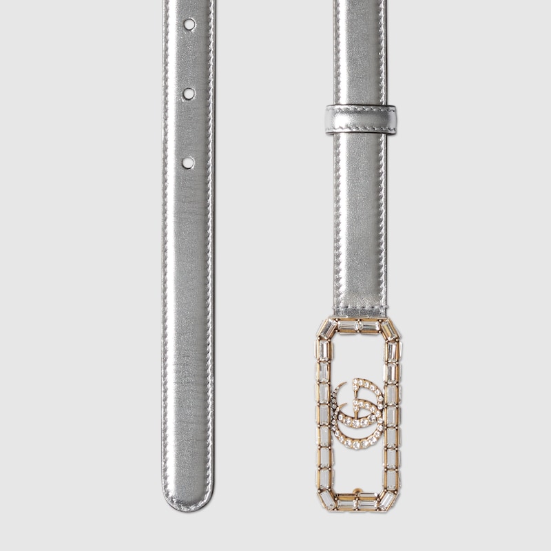 Thin belt with crystal Double G buckle - Image 2